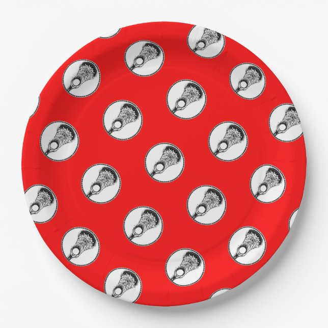 Lacrosse Sports Party Paper Plates (Front)