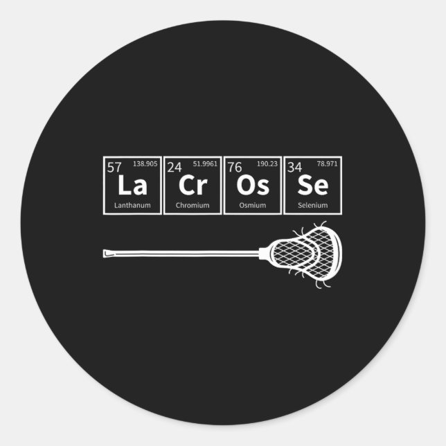 Lacrosse Sports Periodic Table Of Elements Lax Pla Classic Round Sticker (Front)