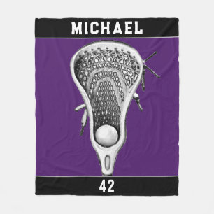Lacrosse Sports Purple Fleece Blanket