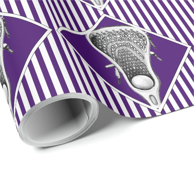 Lacrosse Sports Purple Gift Wrapping Paper (Roll Corner)