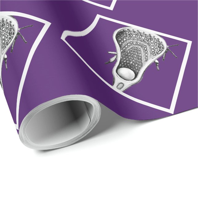 Lacrosse Sports Purple Wrapping Paper (Roll Corner)