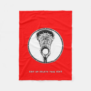 Lacrosse Sports Red Fleece Blanket