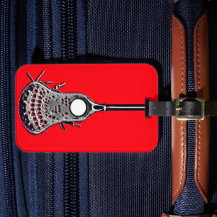 Lacrosse Sports Red Luggage Tag