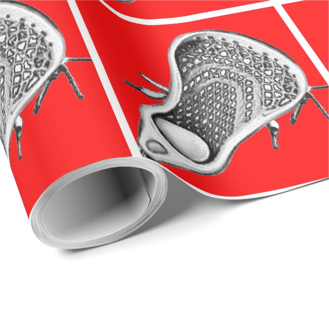 Lacrosse Sports Red Wrapping Paper (Roll Corner)