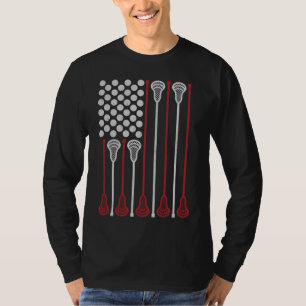 Lacrosse Stick American Flag Lax Player T-Shirt