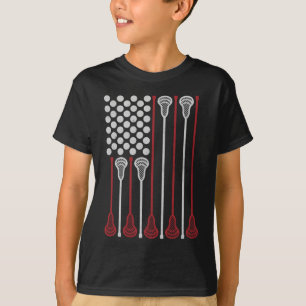 Lacrosse Stick American Flag Lax Player T-Shirt