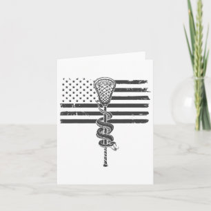 Lacrosse Stick And Angry Snake Usa American Flag V Card