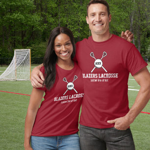 Lacrosse Stick and Ball Custom Player Team Name T-Shirt