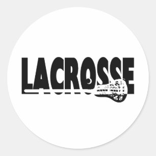 Lacrosse Stick Black and White Classic Round Sticker