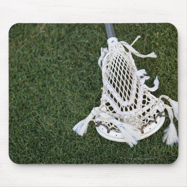 Lacrosse stick on grass mouse mat (Front)