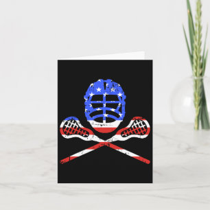 Lacrosse Sticks And Helmet With Us American Flag Card