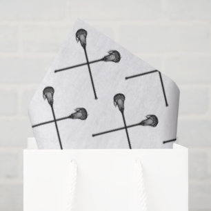 Lacrosse Sticks Balls Sports Black White Gift Wrap Tissue Paper