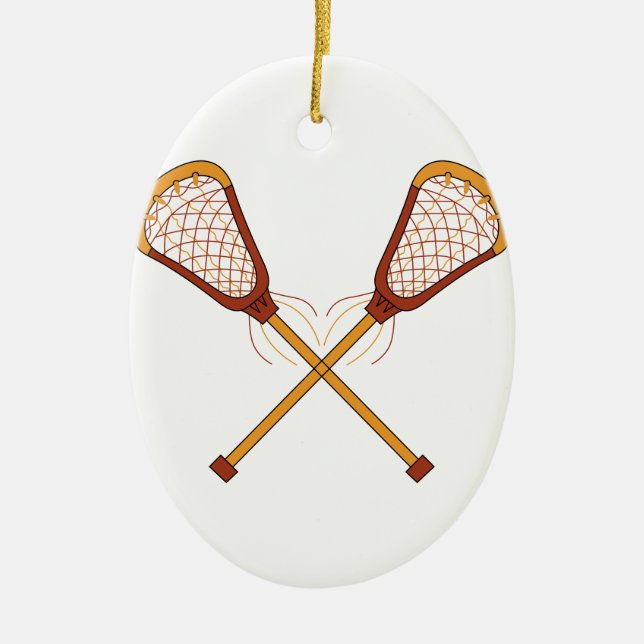 Lacrosse Sticks Ceramic Tree Decoration (Front)