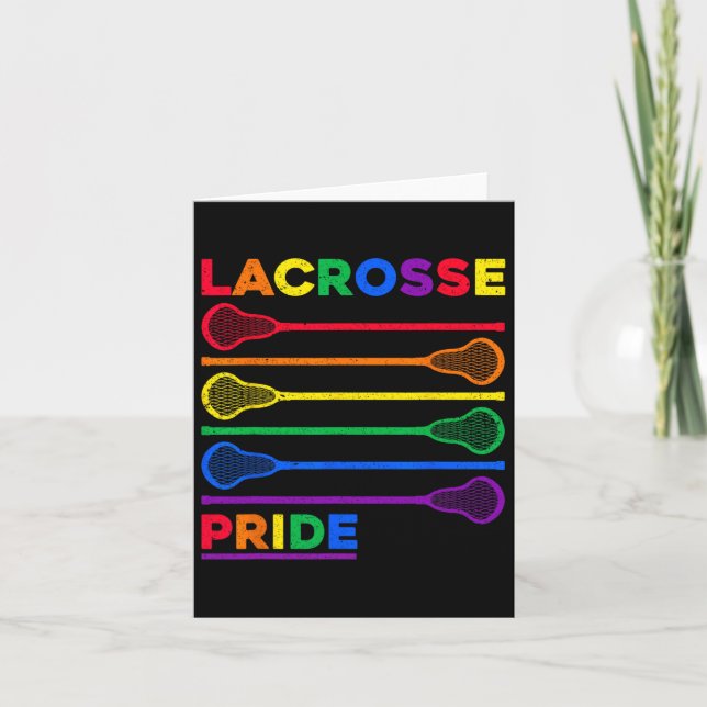 Lacrosse Sticks Lgbtq Rainbow Colour Gay Pride Mon Card (Front)