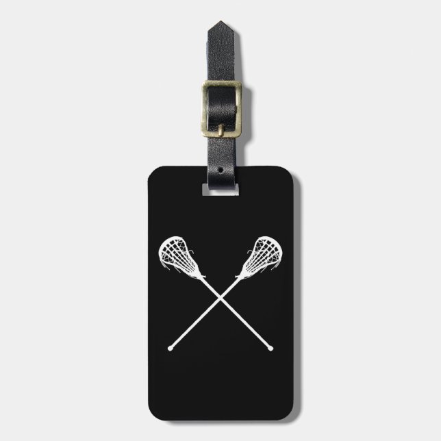 Lacrosse Sticks Luggage Tag Black (Front Vertical)