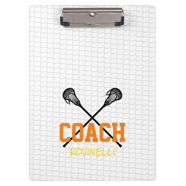 Lacrosse Sticks Net Coach Name Team Colours Sports Clipboard (Front)