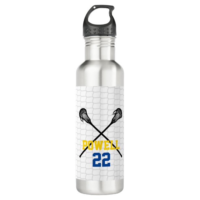 Lacrosse Sticks Net Player Name Number Sports  710 Ml Water Bottle (Front)