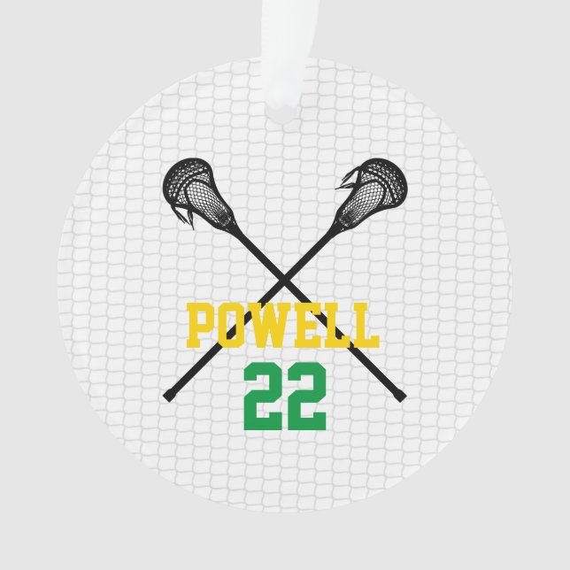 Lacrosse Sticks Net Player Name Number Sports Ornament (Front)