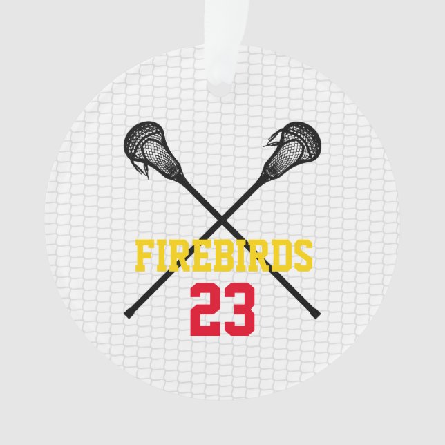 Lacrosse Sticks Net Team Name Player Number Photo  Ornament (Front)