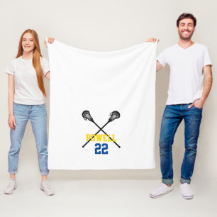 Lacrosse Sticks Sports Player NAME Team NUMBER Fun Fleece Blanket