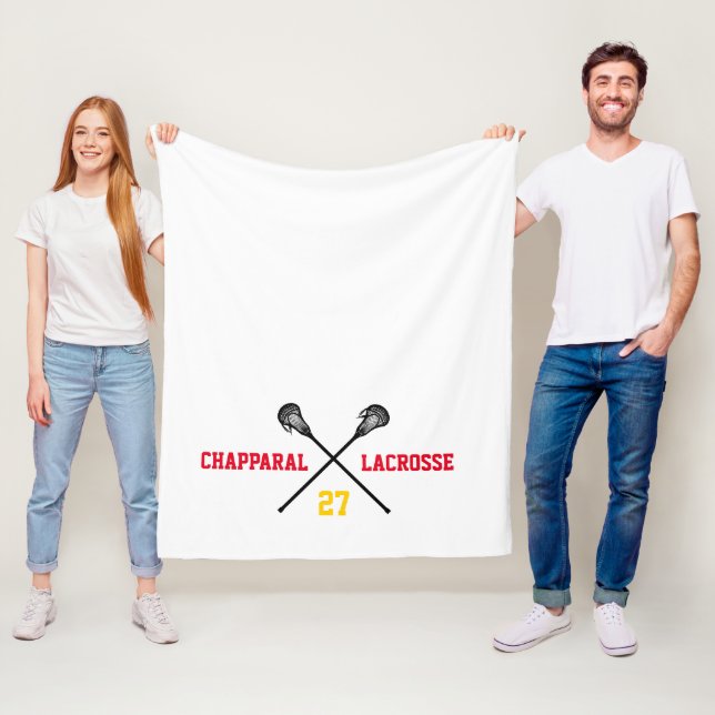 Lacrosse Sticks Team Colours Name Player Number Fleece Blanket (In Situ)