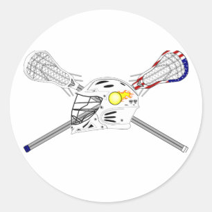 Lacrosse sticks with helmet classic round sticker