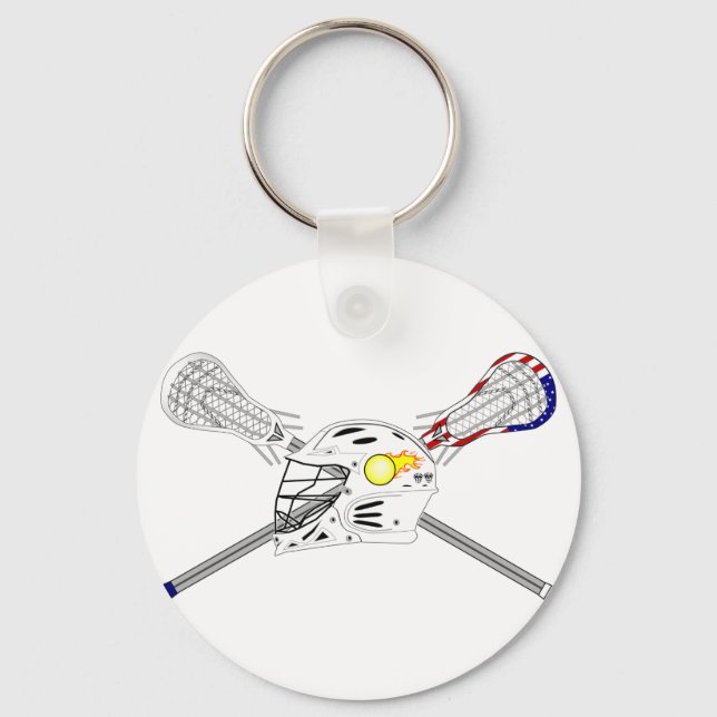 Lacrosse sticks with helmet key ring (Front)