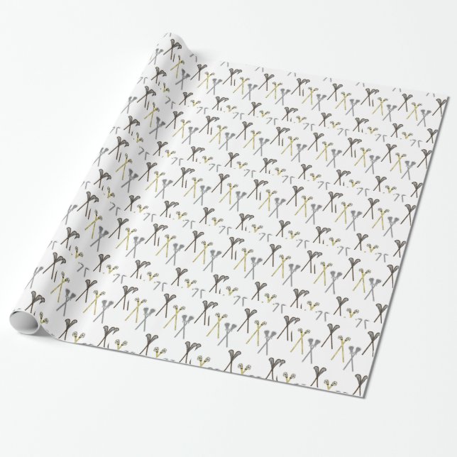 Lacrosse Sticks Wrapping Paper (Unrolled)