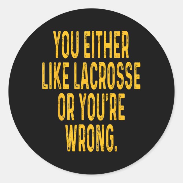 Lacrosse T Shirt Lacrosse Clothing Tee Gear  Classic Round Sticker (Front)