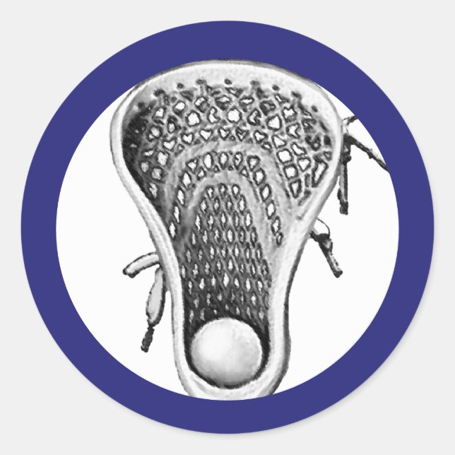 Lacrosse Team Blue Classic Round Sticker (Front)