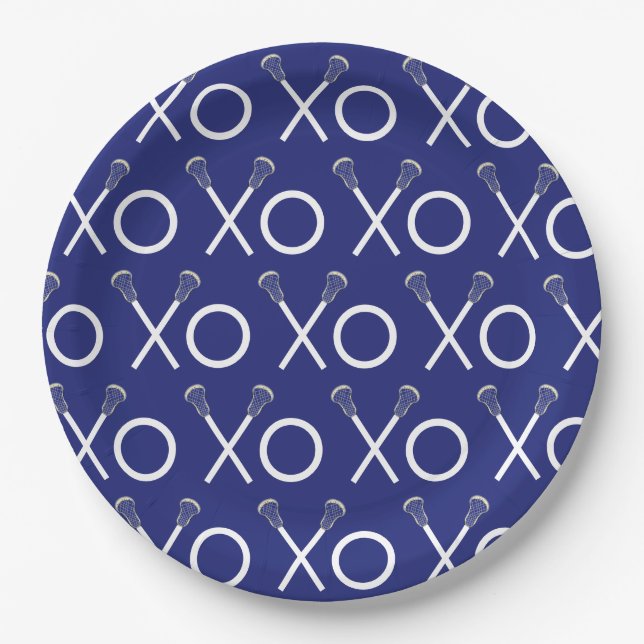 Lacrosse Team Blue Paper Plate (Front)