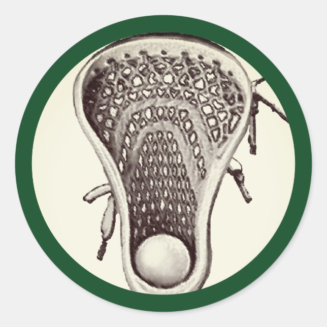 Lacrosse Team Green Classic Round Sticker (Front)