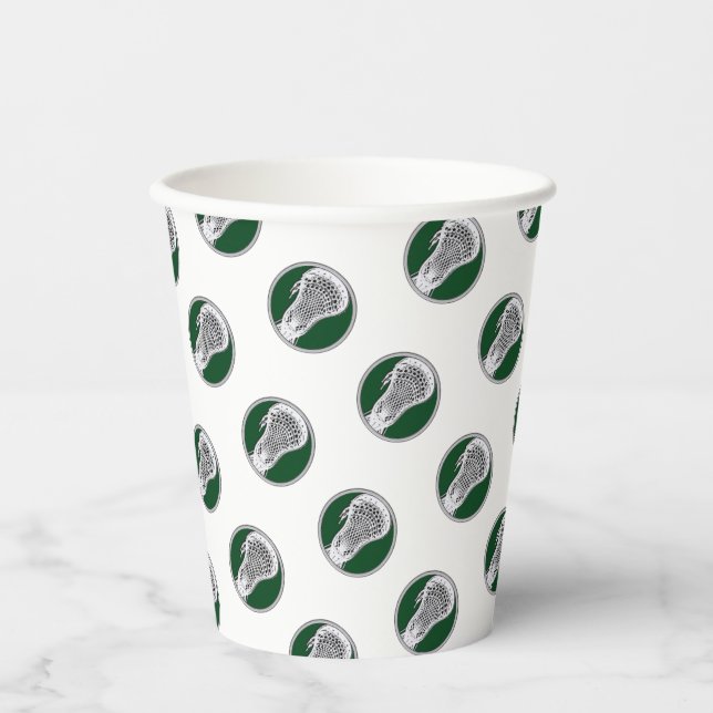 Lacrosse Team Green Paper Cups (Front)