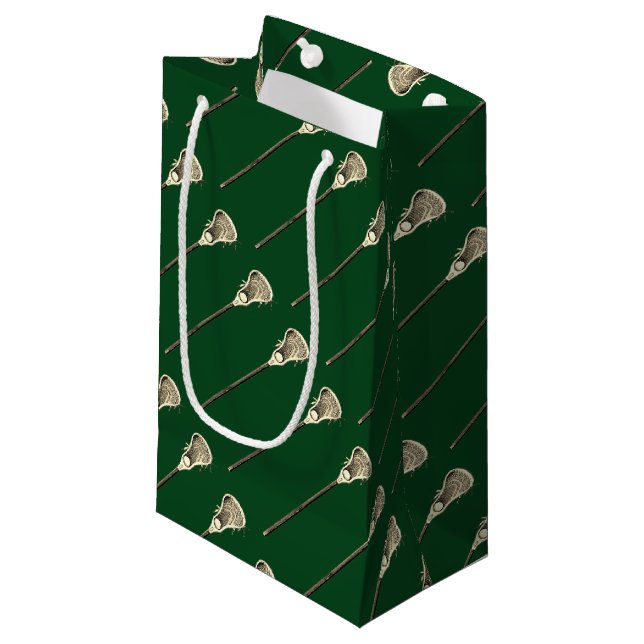 Lacrosse Team Green Small Gift Bag (Front Angled)