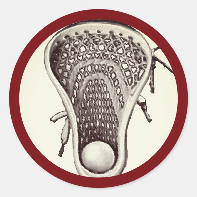 Lacrosse Team Maroon Classic Round Sticker (Front)