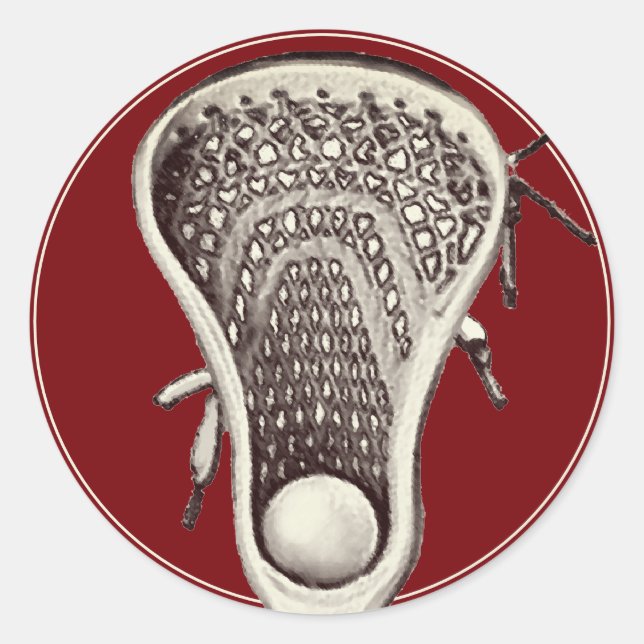 Lacrosse Team Maroon Classic Round Sticker (Front)