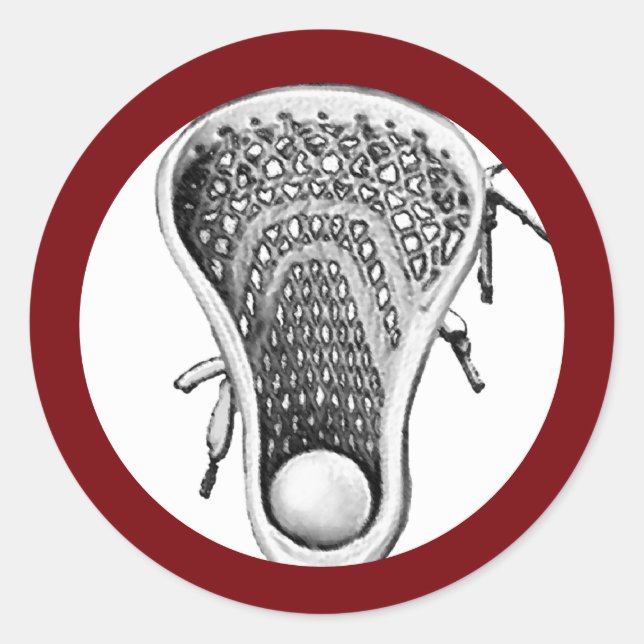 Lacrosse Team Maroon Classic Round Sticker (Front)