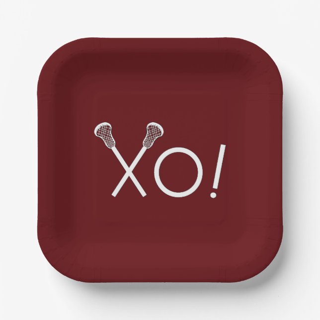 Lacrosse Team Maroon Paper Plate (Front)