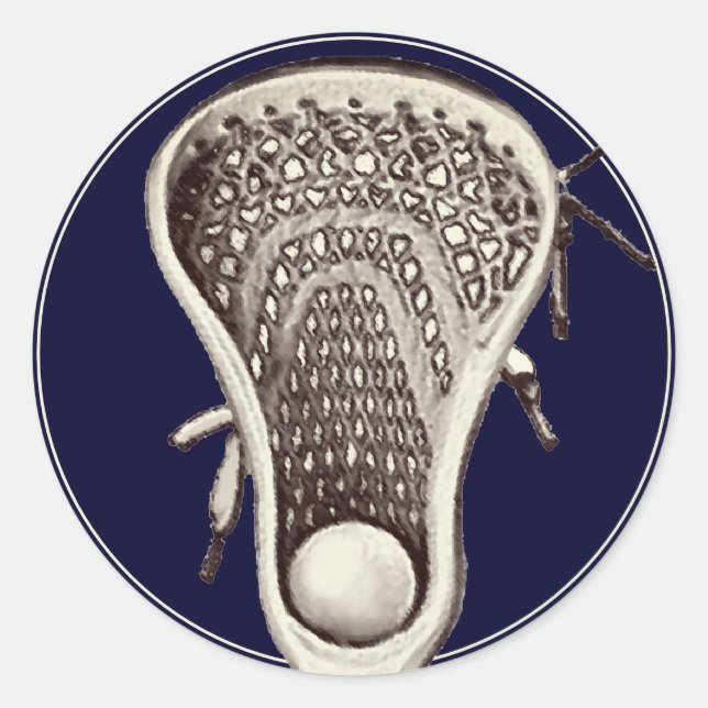 Lacrosse Team Navy Blue Classic Round Sticker (Front)