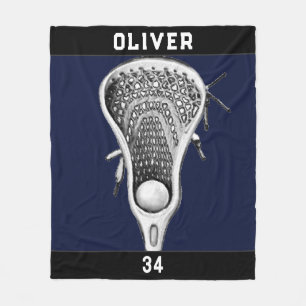 Lacrosse Team Navy Blue Fleece Blanket