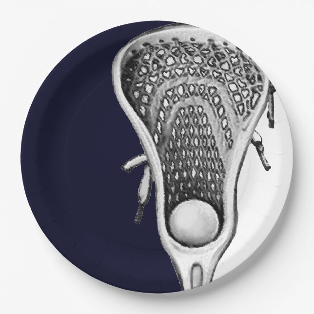 Lacrosse Team Navy Blue Paper Plate (Front)