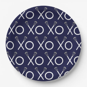 Lacrosse Team Navy Blue Paper Plate