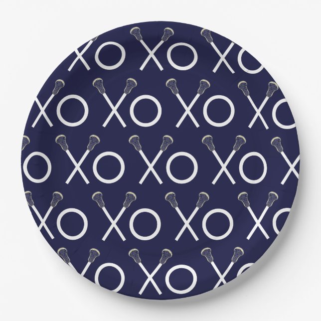 Lacrosse Team Navy Blue Paper Plate (Front)