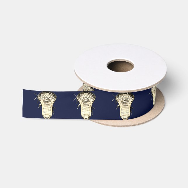 Lacrosse Team Navy Blue Satin Ribbon (Spool)