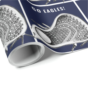 Lacrosse Team Navy Blue Wrapping Paper