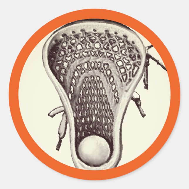 Lacrosse Team Orange Classic Round Sticker (Front)