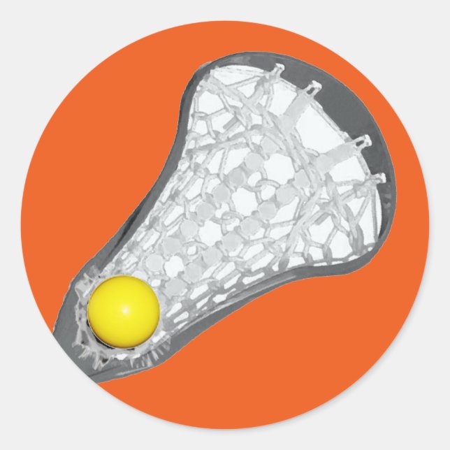 Lacrosse Team Orange Classic Round Sticker (Front)