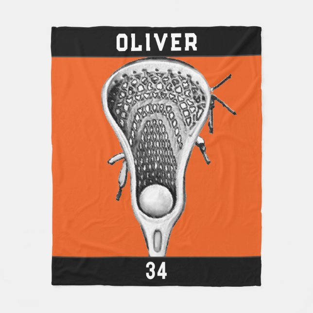 Lacrosse Team Orange Fleece Blanket (Front)