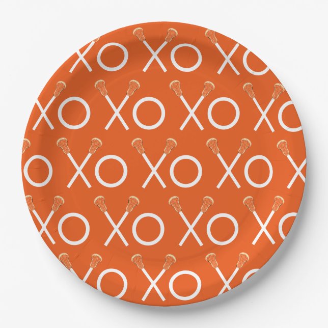 Lacrosse Team Orange Paper Plate (Front)