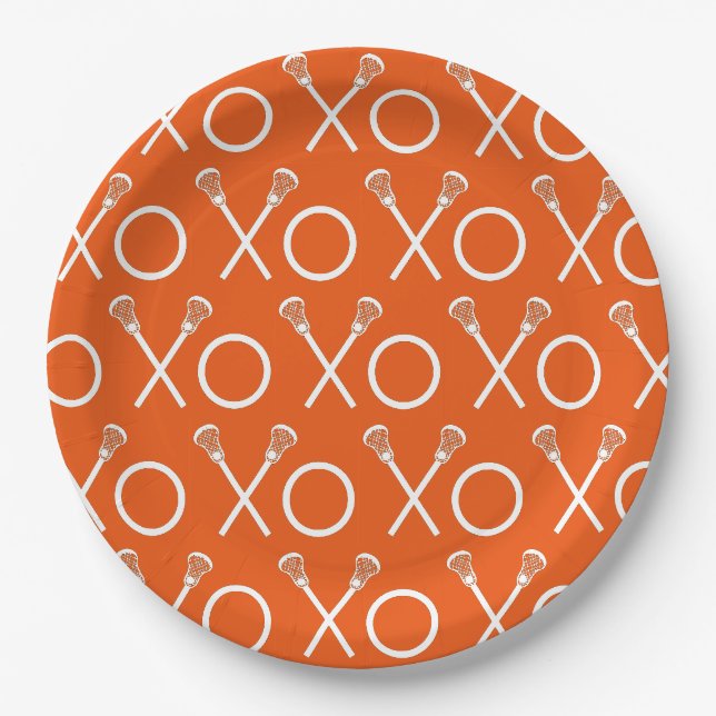 Lacrosse Team Orange Paper Plates (Front)